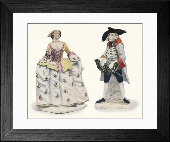 Framed Print : Exceptionally Rare Bow Porcelain Figures Decorated in Colours, c1750 Framed Print : Exceptionally Rare Bow Porcelain Figures Decorated in Colours, c1750