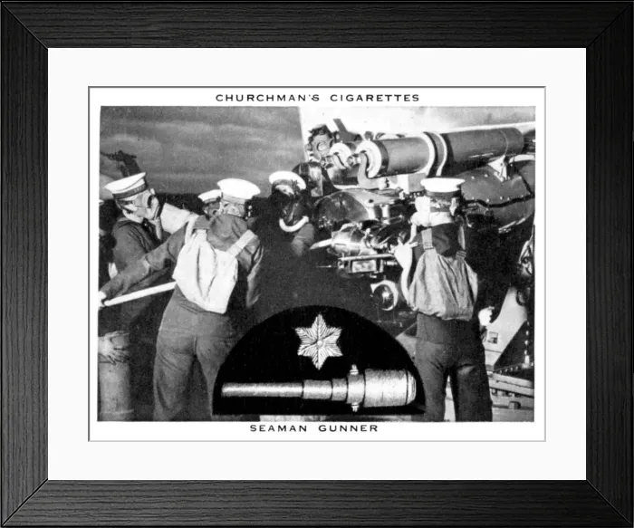 Framed Print : Seaman Gunner, 1937. Artist: WA & AC Churchman Framed Print : Seaman Gunner, 1937. Artist: WA & AC Churchman