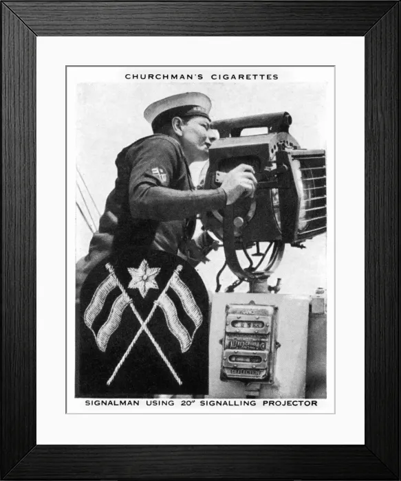 Framed Print : Signalman using 20 Signalling Projector, 1937. Artist: WA & AC Churchman Framed Print : Signalman using 20 Signalling Projector, 1937. Artist: WA & AC Churchman