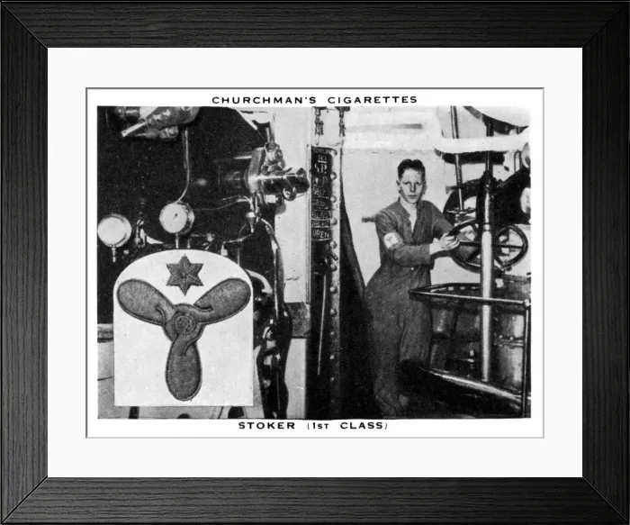 Framed Print : Stoker, (1st Class), 1937. Artist: WA & AC Churchman Framed Print : Stoker, (1st Class), 1937. Artist: WA & AC Churchman