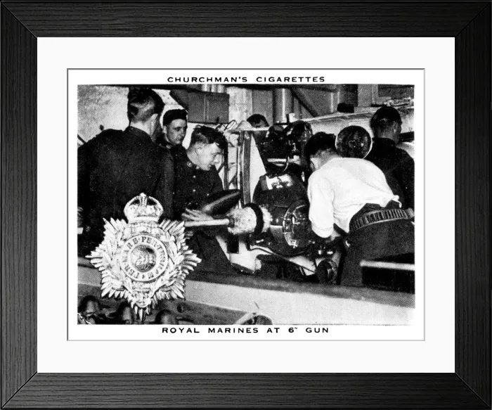 Framed Print : Royal Marines at 6 Gun, 1937. Artist: WA & AC Churchman