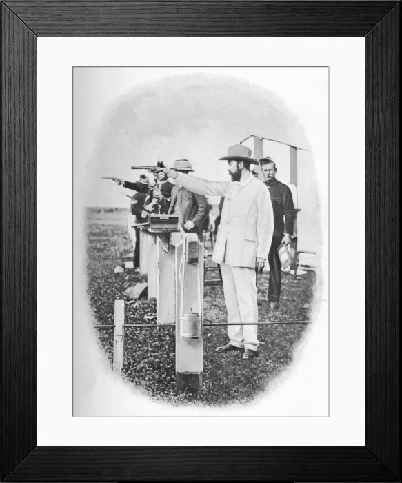 Framed Print : Mr. Winans Shooting At Bisley, c1903, (1903). Artist: Allen Hastings Fry
