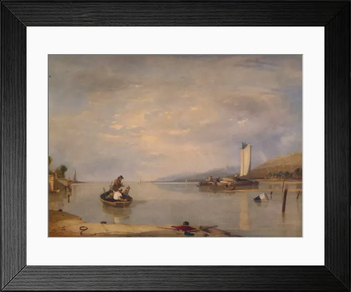 Framed Print : Dead Calm, Boats off Cowes Castle, c1841. Artist: Augustus Wall Callcott Framed Print : Dead Calm, Boats off Cowes Castle, c1841. Artist: Augustus Wall Callcott