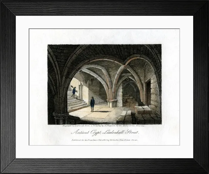 Framed Print : Ancient crypt, Leadenhall Street, City of London, 1816. Artist: JC Varrall Framed Print : Ancient crypt, Leadenhall Street, City of London, 1816. Artist: JC Varrall