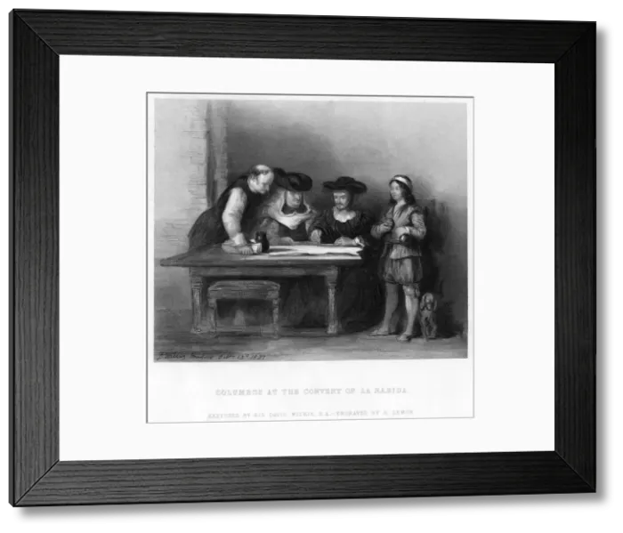 Framed Print : Columbus at the Convent of La Rabida, 1490 (19th century). Artist: H Lemon Framed Print : Columbus at the Convent of La Rabida, 1490 (19th century). Artist: H Lemon