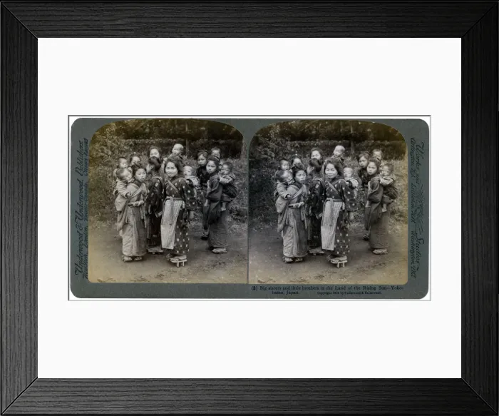 Framed Print : Big sisters and little brothers in the Land of the Rising Sun, Yokohama, Japan, 1904. Artist: Underwood & Underwood Framed Print : Big sisters and little brothers in the Land of the Rising Sun, Yokohama, Japan, 1904. Artist: Underwood & Underwood