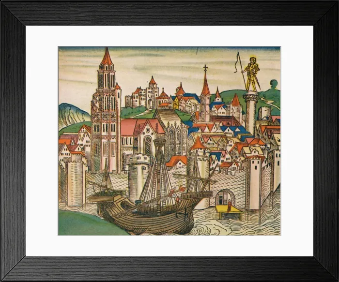 Framed Print : The City of Treviso with a Carrack, 1493 Framed Print : The City of Treviso with a Carrack, 1493