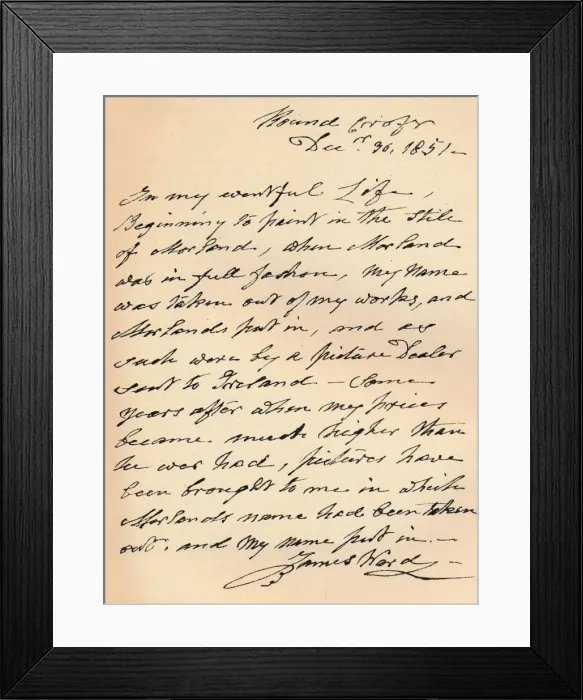 Framed Print : A letter from James Ward, 1851 (1904). Artist: James Ward Framed Print : A letter from James Ward, 1851 (1904). Artist: James Ward