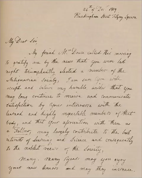 A letter from John Flaxman, 24 December 1819 (1904). Artist: John Flaxman