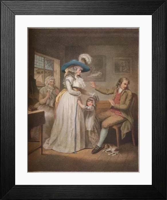Framed Print : The Virtuous Parent. Laetitia Endeavours In Vain By Parents To Reconcile Her Parents, 1789. Artist: John Raphael Smith Framed Print : The Virtuous Parent. Laetitia Endeavours In Vain By Parents To Reconcile Her Parents, 1789. Artist: John Raphael Smith