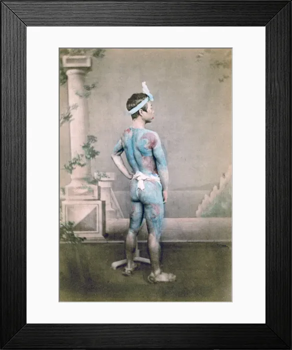 Framed Print : Tattooed Japanese groom (betto), Japan, 1882. Artist: Felice Beato Framed Print : Tattooed Japanese groom (betto), Japan, 1882. Artist: Felice Beato