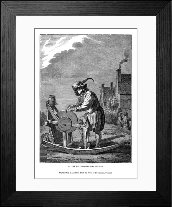 Framed Print : The Knife-grinder of Teniers, c1630-1690, (1843). Artist: J Jackson Framed Print : The Knife-grinder of Teniers, c1630-1690, (1843). Artist: J Jackson