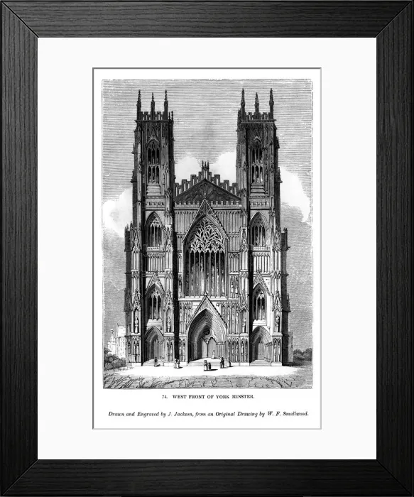 Framed Print : West front of York Minster, c1820-1830 (1843). Artist: J Jackson Framed Print : West front of York Minster, c1820-1830 (1843). Artist: J Jackson