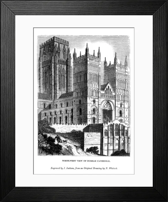 Framed Print : North west view of Durham Cathedral, 1843. Artist: J Jackson Framed Print : North west view of Durham Cathedral, 1843. Artist: J Jackson