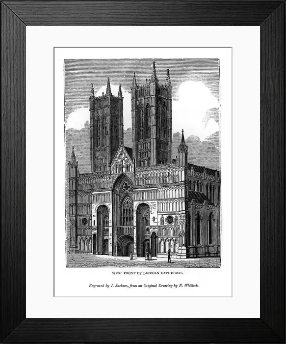 Framed Print : West front of Lincolin Cathedral, 1843. Artist: J Jackson Framed Print : West front of Lincolin Cathedral, 1843. Artist: J Jackson