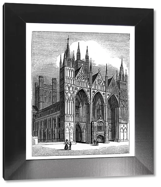 West front of Peterborough Cathedral, 1843. Artist: J Jackson
