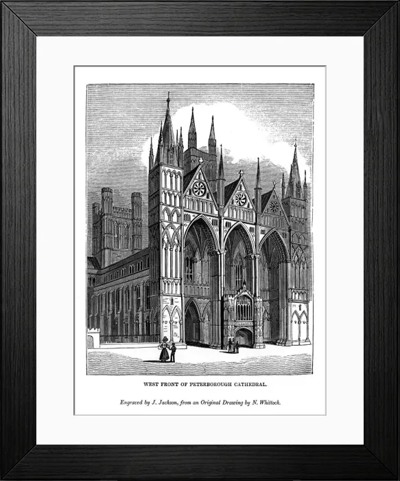 Framed Print : West front of Peterborough Cathedral, 1843. Artist: J Jackson Framed Print : West front of Peterborough Cathedral, 1843. Artist: J Jackson