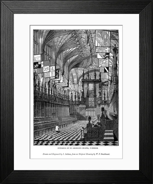 Framed Print : Interior of St Georges Chapel, Windsor, 1843. Artist: J Jackson