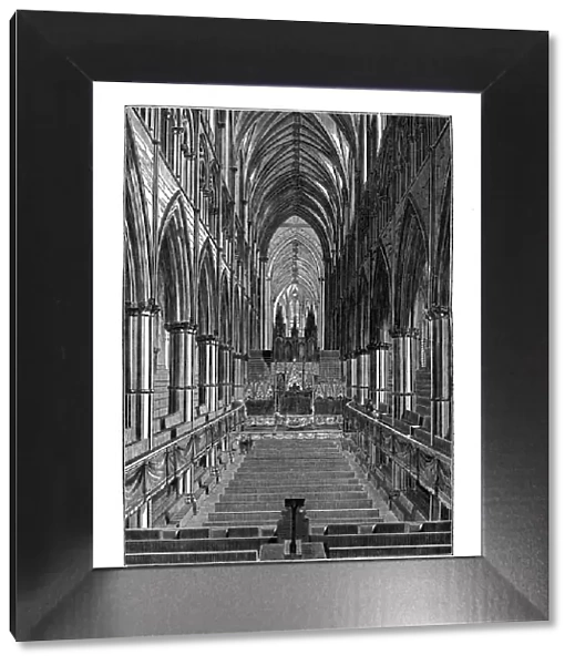 The nave (looking east) of Westminster Abbey, (1843). Artist: Messrs Sly and Wilson