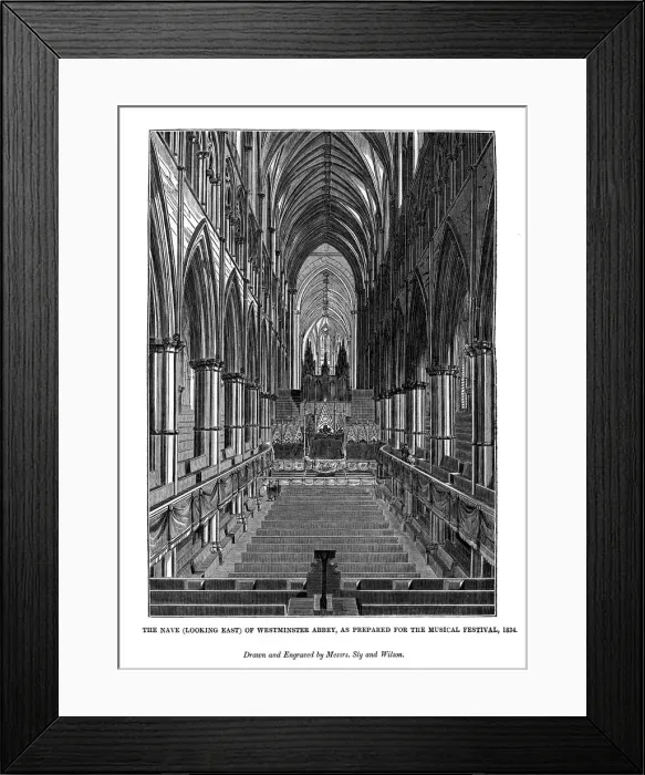 Framed Print : The nave (looking east) of Westminster Abbey, (1843). Artist: Messrs Sly and Wilson Framed Print : The nave (looking east) of Westminster Abbey, (1843). Artist: Messrs Sly and Wilson