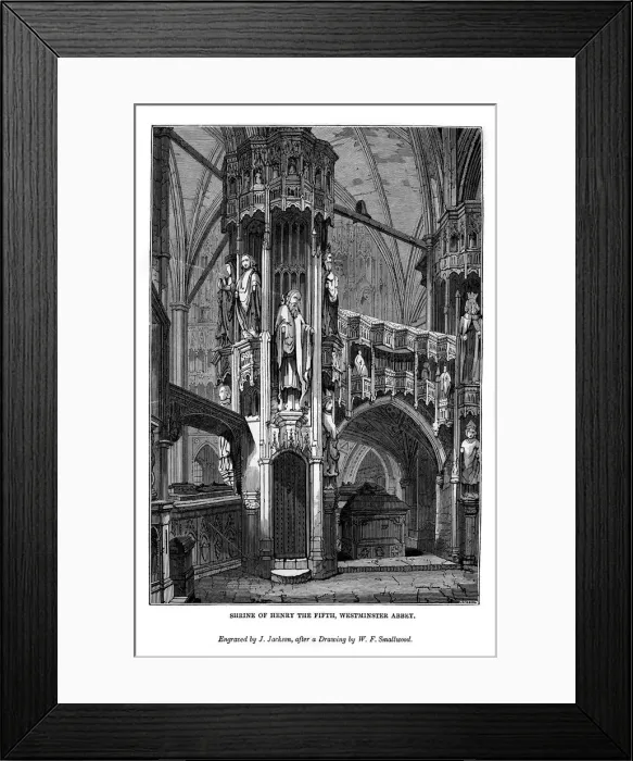 Framed Print : Shrine of Henry V, Westminster Abbey, 1843. Artist: J Jackson Framed Print : Shrine of Henry V, Westminster Abbey, 1843. Artist: J Jackson