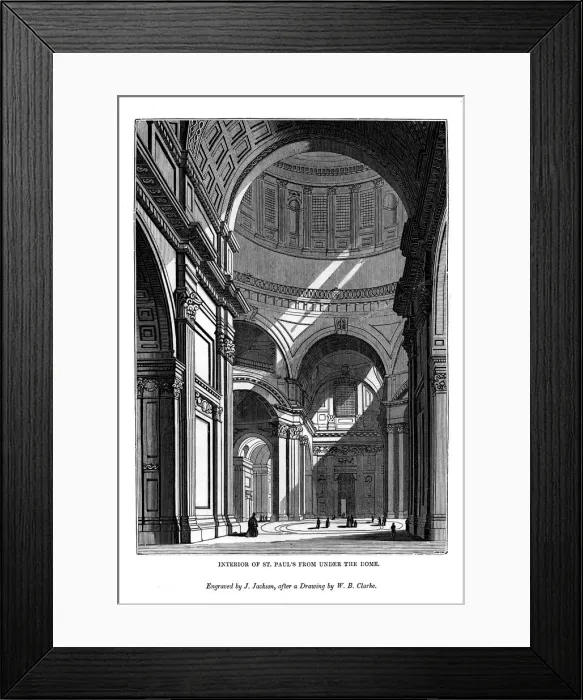 Framed Print : Interior of St Pauls from under the dome, 1843. Artist: J Jackson