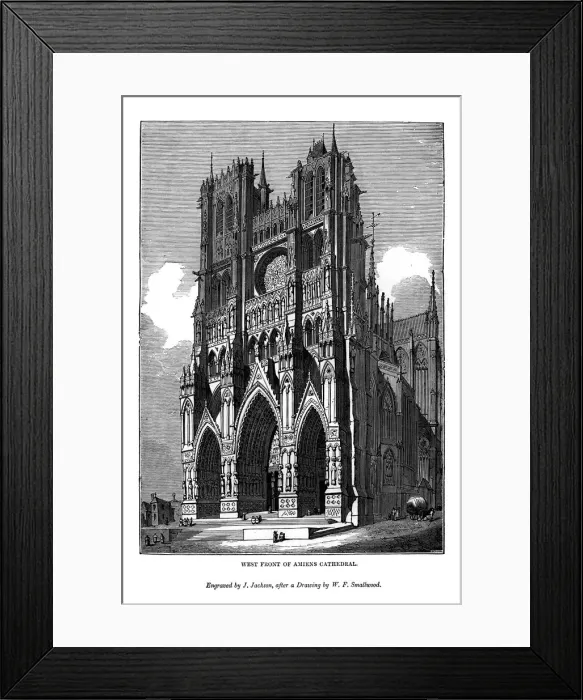 Framed Print : West front of Amiens Cathedral, 1843. Artist: J Jackson Framed Print : West front of Amiens Cathedral, 1843. Artist: J Jackson