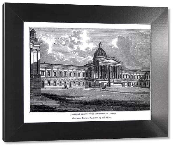Principal front of the University of London, 1843. Artist: Messrs Sly and Wilson
