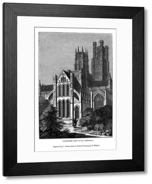 Framed Print : North west view of Ely Cathedral, 1843. Artist: J Jackson Framed Print : North west view of Ely Cathedral, 1843. Artist: J Jackson