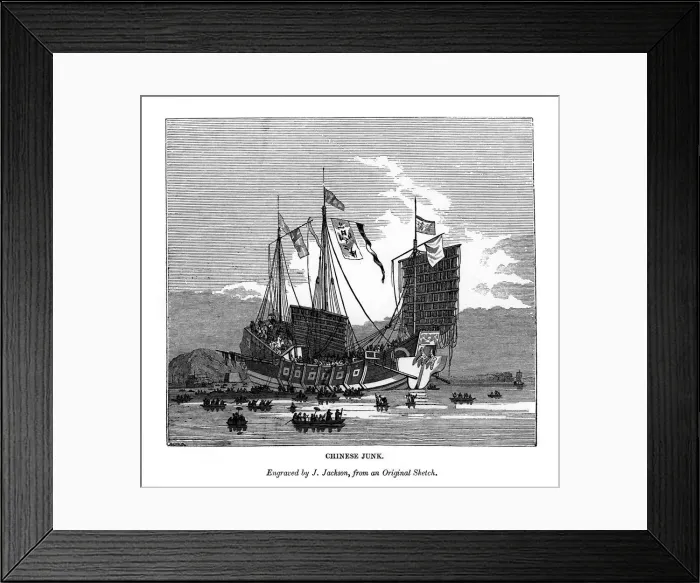 Framed Print : Chinese Junk, 1843. Artist: J Jackson Framed Print : Chinese Junk, 1843. Artist: J Jackson