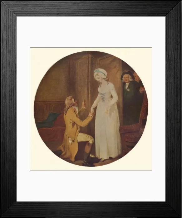 Framed Print : Young Marlow and Miss Hardcastle: A Scene from She Stoops to Conquer by Oliver Goldsmith (Act V, Sc Artist: Francis Wheatley Framed Print : Young Marlow and Miss Hardcastle: A Scene from She Stoops to Conquer by Oliver Goldsmith (Act V, Sc Artist: Francis Wheatley
