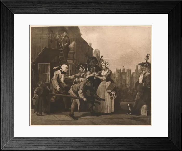 Framed Print : A Rakes Progress - 4: The Arrest, 1733. Artist: William Hogarth Framed Print : A Rakes Progress - 4: The Arrest, 1733. Artist: William Hogarth