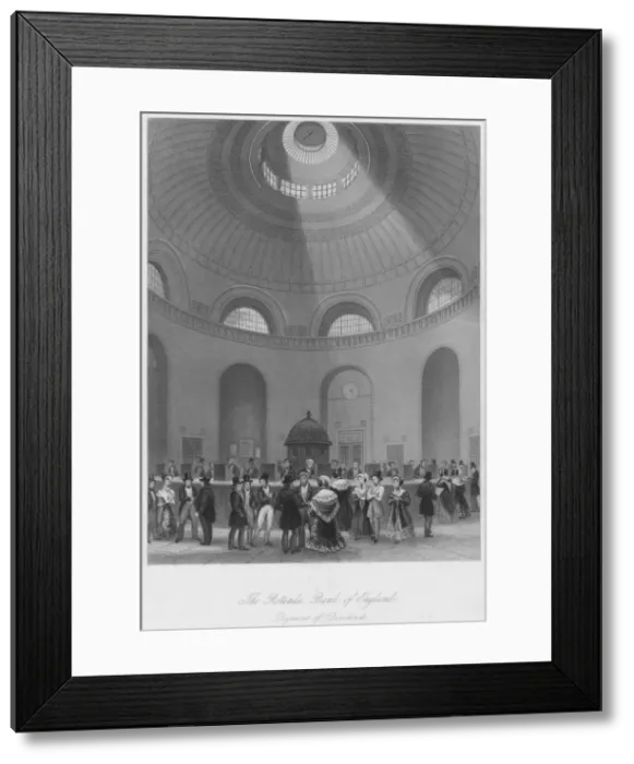 Framed Print : The Rotunda, Bank of England - Payment of Dividends, c1841. Artist: John Shury Framed Print : The Rotunda, Bank of England - Payment of Dividends, c1841. Artist: John Shury