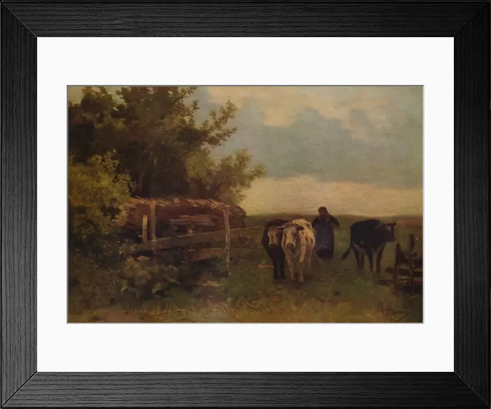 Framed Print : Minding Cows, Herisson, c1869, (1938). Artist: Anton Mauve Framed Print : Minding Cows, Herisson, c1869, (1938). Artist: Anton Mauve