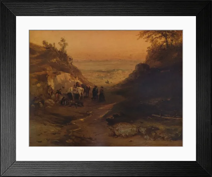 Framed Print : A Rocky Gorge, with Figures and Horses, 1848, (1938) Framed Print : A Rocky Gorge, with Figures and Horses, 1848, (1938)