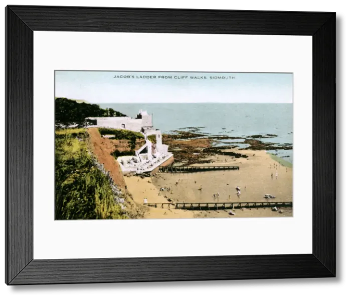 Framed Print : Jacobs Ladder, as seen from Cliff Walks, Sidmouth, Devon, early 20th century Framed Print : Jacobs Ladder, as seen from Cliff Walks, Sidmouth, Devon, early 20th century