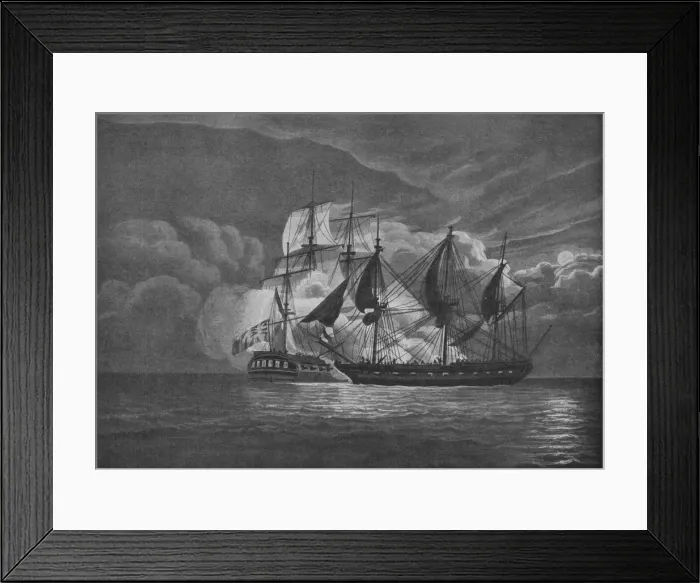 Framed Print : A Fine Chase and Capture, c1800. Artist: John Augustus Atkinson Framed Print : A Fine Chase and Capture, c1800. Artist: John Augustus Atkinson