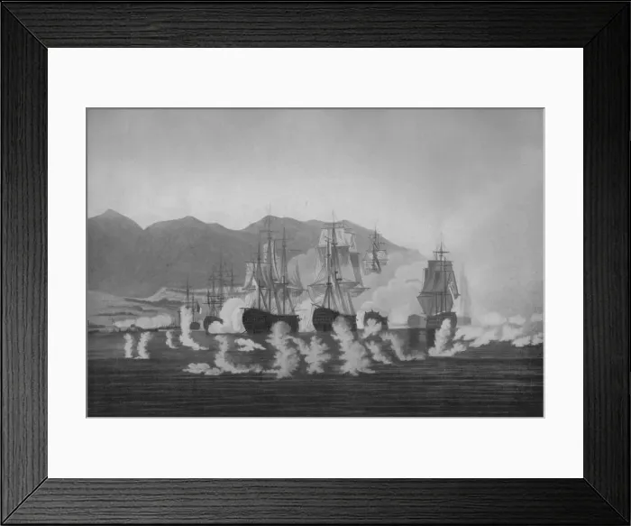 Framed Print : Saumarez off Algeciras, c1802. Artist: Joseph Constantine Stadler Framed Print : Saumarez off Algeciras, c1802. Artist: Joseph Constantine Stadler
