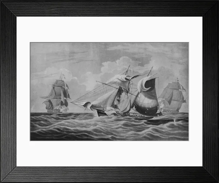 Framed Print : An Armed Merchant Ship Capture, c1813. Artist: William John Huggins Framed Print : An Armed Merchant Ship Capture, c1813. Artist: William John Huggins