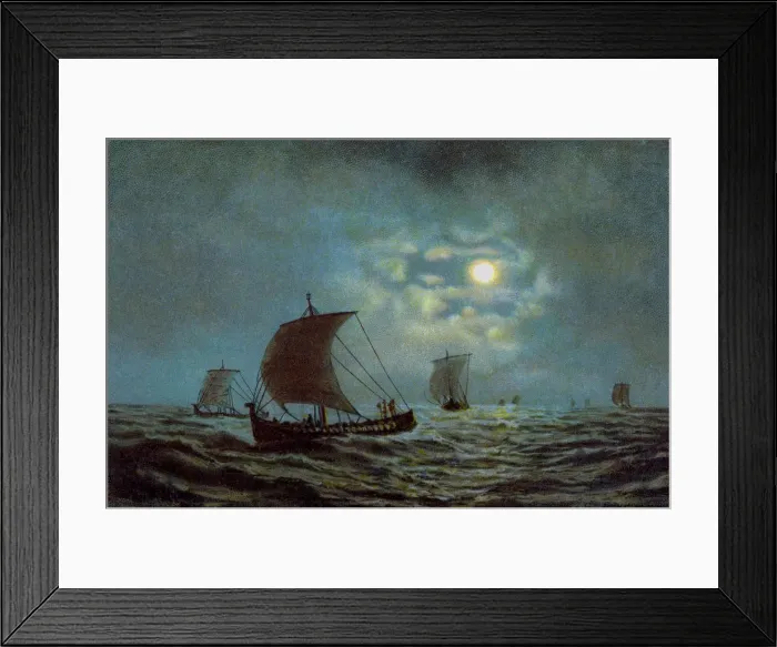 Framed Print : Sailing boats at night time, 20th century Framed Print : Sailing boats at night time, 20th century