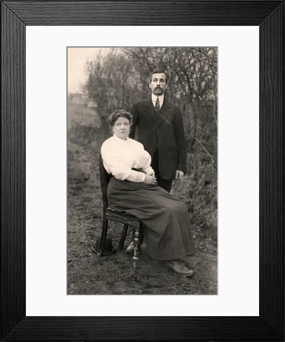 Framed Print : Portrait of a couple outdoors, early 20th century Framed Print : Portrait of a couple outdoors, early 20th century