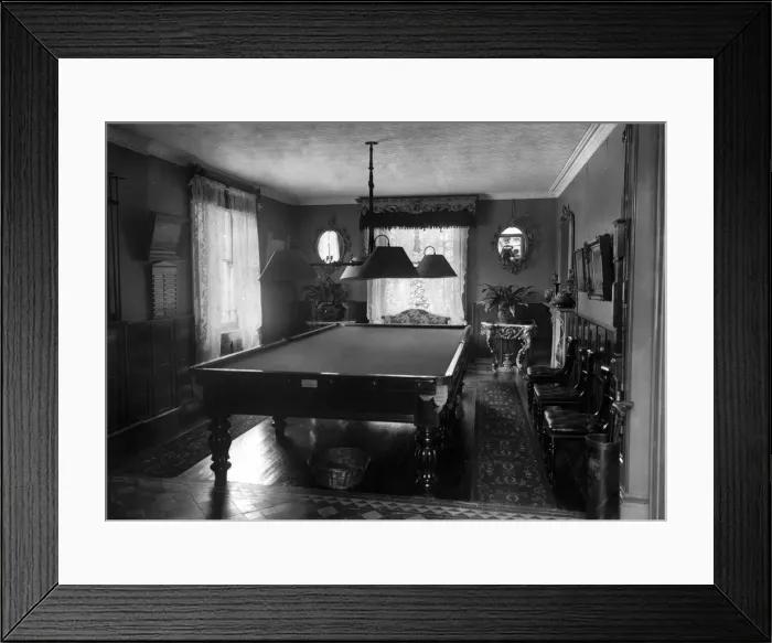 Framed Print : Edwardian room with snooker table, 1909 Framed Print : Edwardian room with snooker table, 1909