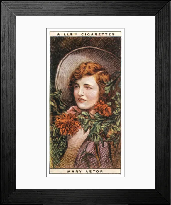 Framed Print : Mary Astor (1906-1987), Academy Award-winning American actress, 1928. Artist: WD & HO Wills Framed Print : Mary Astor (1906-1987), Academy Award-winning American actress, 1928. Artist: WD & HO Wills