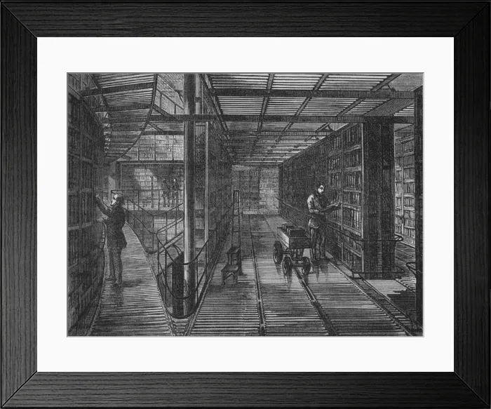 Framed Print : The bookcases at the British Museum, Bloomsbury, London, c1875 (1878) Framed Print : The bookcases at the British Museum, Bloomsbury, London, c1875 (1878)