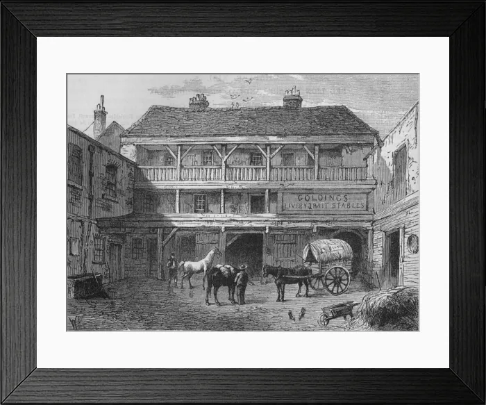Framed Print : The Old Black Bull Inn, Grays Inn Lane, London, c1800 (1878) Framed Print : The Old Black Bull Inn, Grays Inn Lane, London, c1800 (1878)