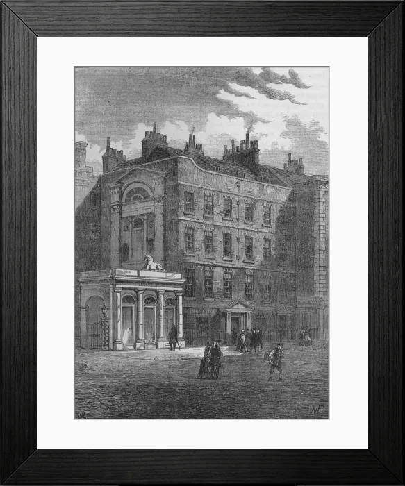 Framed Print : Messrs Christie and Mansons original auction rooms, Westminster, London, c1860 (1878) Framed Print : Messrs Christie and Mansons original auction rooms, Westminster, London, c1860 (1878)