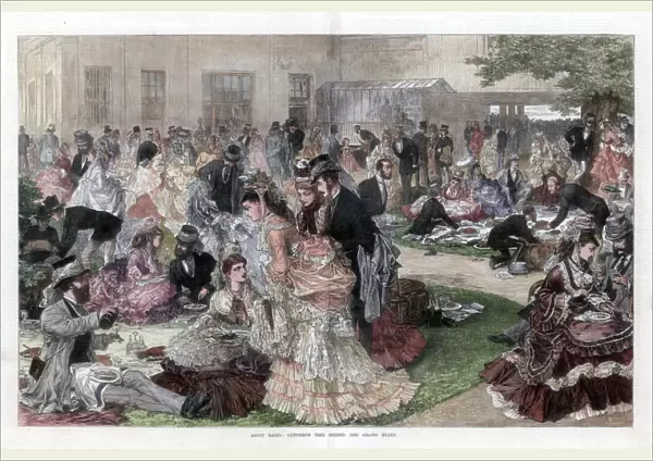 Luncheon time behind the grand stand, Ascot races, 1872