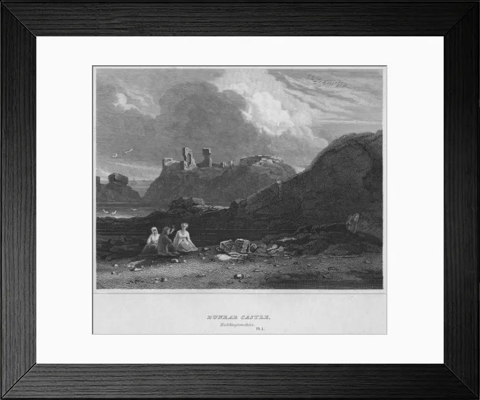 Framed Print : Dunbar Castle, Haddingtonshire, 1814. Artist: John Greig Framed Print : Dunbar Castle, Haddingtonshire, 1814. Artist: John Greig