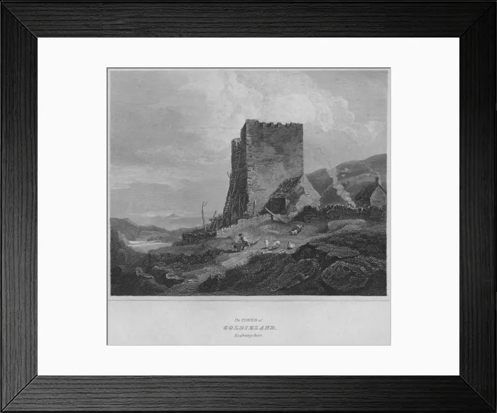 Framed Print : The Tower of Goldieland, Roxburghshire, 1814. Artist: John Greig Framed Print : The Tower of Goldieland, Roxburghshire, 1814. Artist: John Greig
