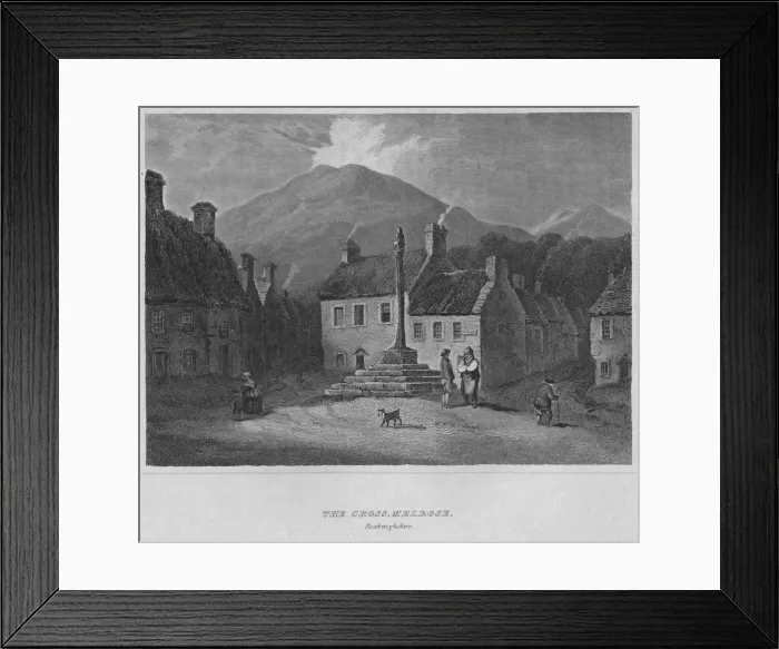 Framed Print : The Cross, Melrose, Roxburghshire, 1814. Artist: John Greig Framed Print : The Cross, Melrose, Roxburghshire, 1814. Artist: John Greig